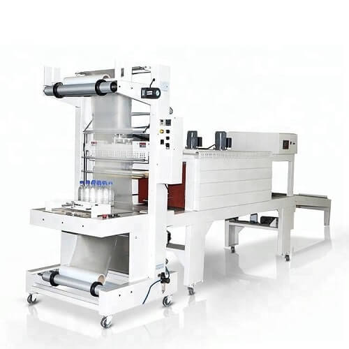 Shrink film machine for packaging bottle trays and bundles Shrink film machine for packaging bottle trays and bundles